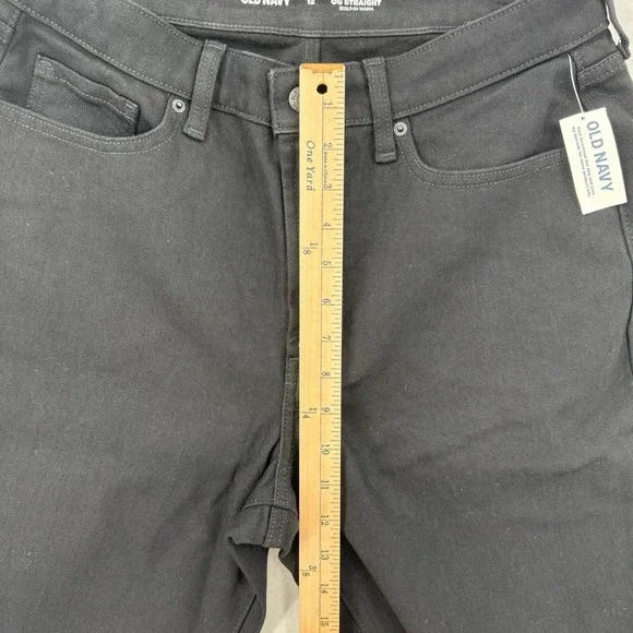 Old Navy OG Straight Jeans Womens 12 High Rise Built-In Warm Black Stretch NEW - Picture 5 of 9
